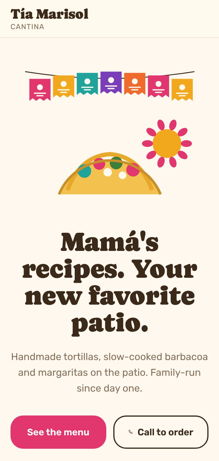 Tía Marisol Cantina website on a phone